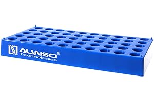ALWSCI Vial Rack for 4 ml Autosampler Vial Rack Holder, 50-Well, Hole Diameter: 15mm, Hole Depth: 22 mm, Stackable Vial Racks, Lab Vials Racks