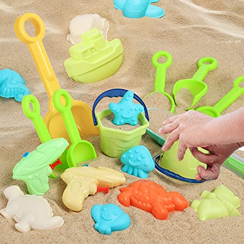 3 otters 29PCS Beach Toys, Colorful Sand Toy Set Kids Beach Toys Water Gun, Molds, Shovels, Buckets and Watering Can