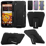 Cellularvilla Kickstand Case For ZTE Max N9520 (Boost Mobile) 3pc 3rd Gen Hard Soft Hybrid Kickstand Case with Holster Belt Clip Case Cover (Black)