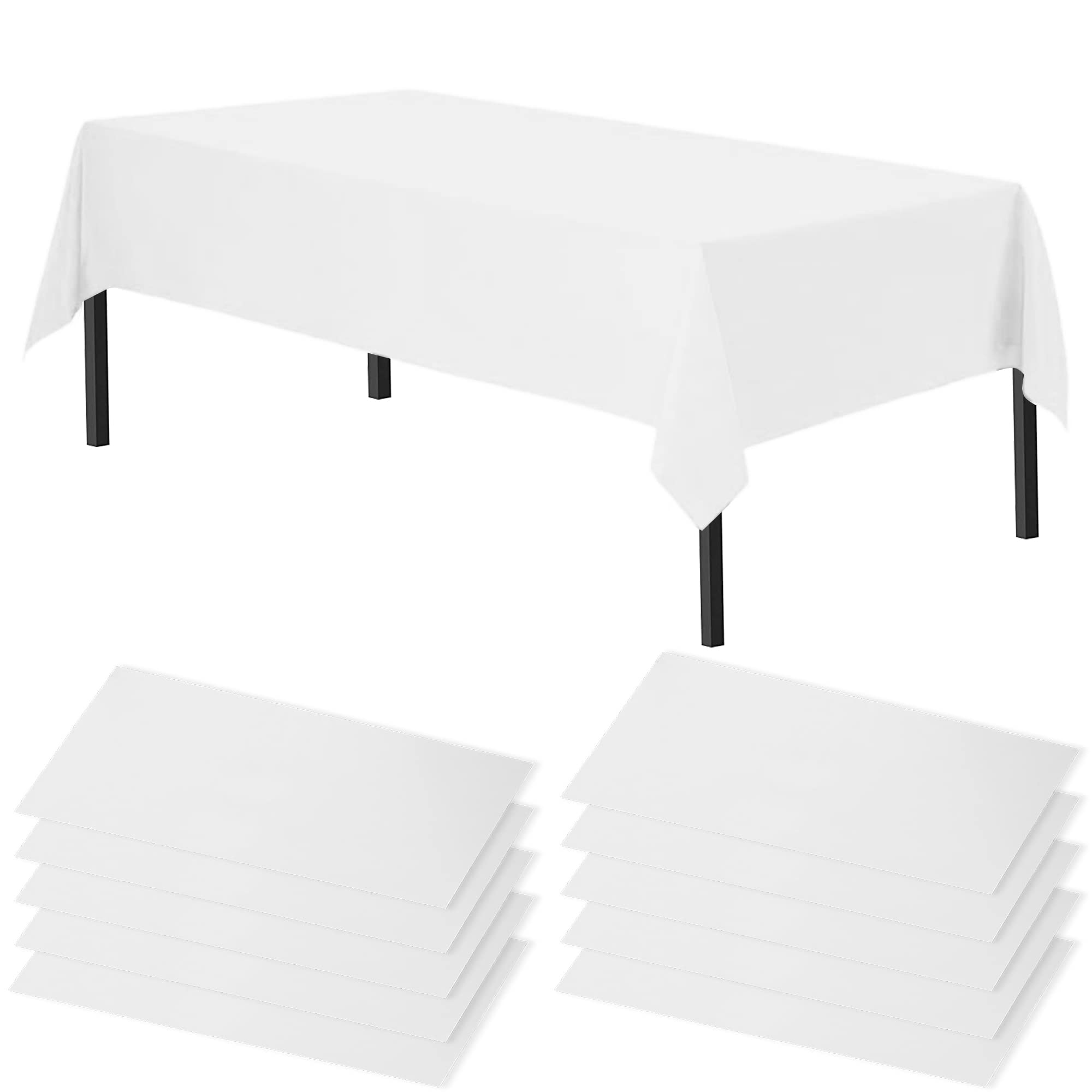 Time to Sparkle 10 Pack Plastic Tablecloths 54" x 108" Plastic Dining Table Cloth Premium Rectangle Table Cover for Parties Wedding Banquet etc Indoor Or Outdoor(White)