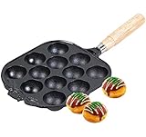Happy Sales HSTBT1, Cast Iron Takoyaki Pan, 10W x 2H x 10L, Black