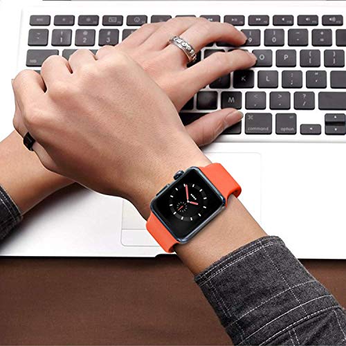 VATI Sport Band Compatible for Apple Watch Band 42mm 44mm, Soft Silicone Sport Strap Replacement Bands Compatible with 2019 Apple Watch Series 5, iWatch 4/3/2/1, 42MM 44MM S/M (Orange) - Thumbnail 2