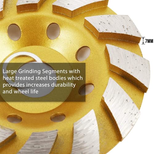 SUNJOYCO 4" Concrete Grinding Wheel, 4 inch 12Segment Heavy Duty Turbo