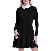 Women Casual Dress Peter Pan Collar Long Sleeve Classic Gothic Dresses