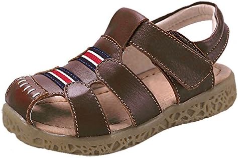 GESIMEI Boys Girls Soft Leather Closed Toe Sandals Toddler Lightweight Walking Shoes Kids Summer Shoes