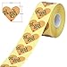 Gimars 1.5” 600 Per Roll Super Adhesive Kraft Paper Thank You Stickers Card Label with Love Heart Shape and Red Hearts