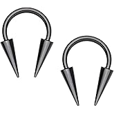 Pierced Owl 14-20GA Stainless Steel Long Spike Horseshoe Circular Barbell Earrings, Sold as a Pair