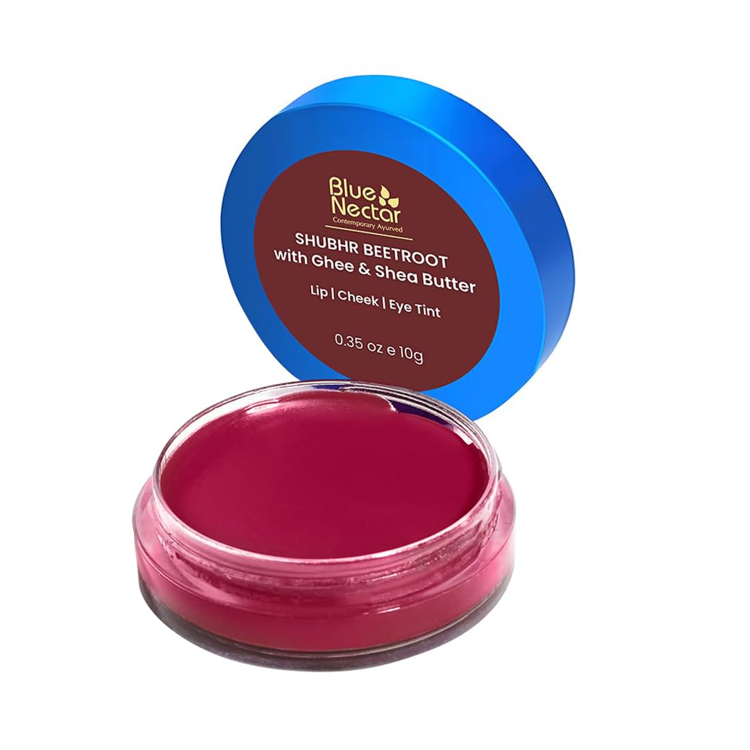 Blue Nectar Lip Tint Balm for Tinted Pink Lips | Natural Beetroot Girls Lip Balm Moisturizer for Dry Skin with Organic Ghee & Shea Butter | Long Lasting Hydrating Lip Tint (10g)