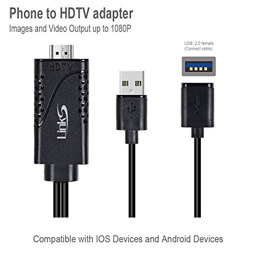 Lightning To HDMI Cable Adapter,LinkS 1080P Lightning Digital AV Adapter For iPhone,iPad/iPod Models,Mirror Mobile Phone Screen To TV/Projector/Monitor Converter,Android Device -Plug ND Play