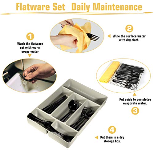 image for Deedro Black Silverware Set - 20 Pieces Black Flatware Set, Stainless 