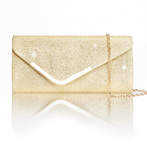 Larcenciel Women's Bag, Shiny Evening Party Clutch Bags with Detachable Chain for Party, Wedding, Banquet, Holiday