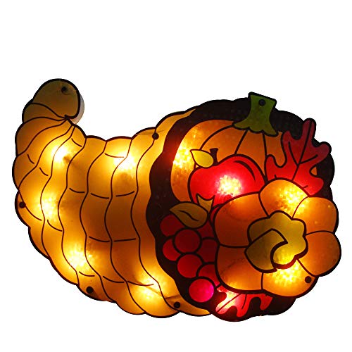 Northlight 20" Lighted Cornucopia Thanksgiving Window Silhouette Decoration