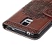 Galaxy S5 Case - Mavis's Diary 3D Handmade Wallet Embossed Flip Folio Cover Tribal Flower Brown PU Leather with Bling Diamonds,Wrist Strap,Card Slots for Samsung Galaxy S5 SM-G900 (Backward Closure)