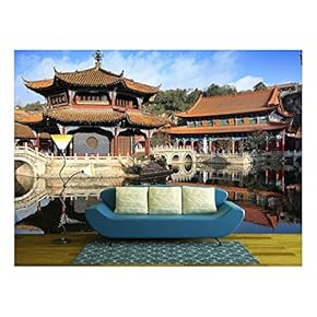 in The Courtyard of an Old Chinese Temple in Kunming, China, Removable Wall Mural | Self-Adhesive Large Wallpaper - 66x96 inches