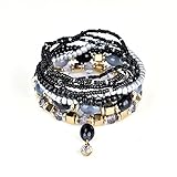 Starshiny Bohemian Beads Multi Strand Textured Stackable Bangle Bracelet Set
