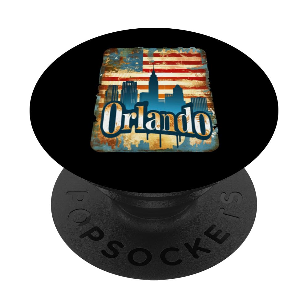Orlando Vintage American Flag Souvenir Travel Vacation PopSockets Swappable PopGrip