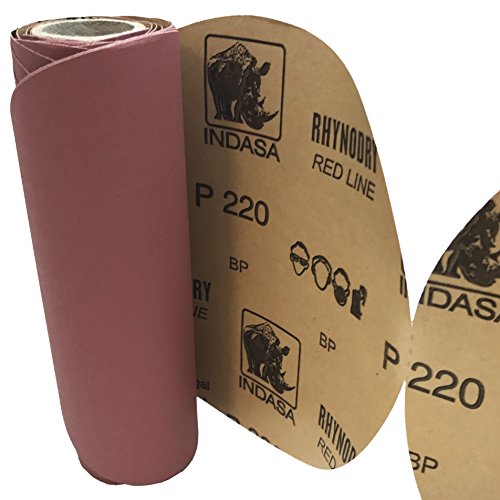 Click Here to See More Images Indasa Rhynostick Discs, 220 Grit Redline, 6 Inch PSA Sandpaper, 25 Link-Roll of Aluminum Oxide Discs for DA Sander Paper to be Used in Automotive, Woodworking, Aviation and Marine Repair Projects