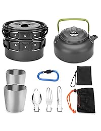 Odoland 10pcs Camping Cookware Kit de ajedrez, oll