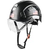 GREEN DEVIL Safety Helmet Hard Hat with Visor Chinstrap Adjustable Lightweight Vented ABS Work Helmet for Men and Women 6-Point Suspension ANSI Z89.1 Approved Ideal for Industrial & Construction