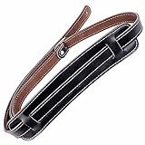 Mugig leather guitar strap guitar accessory adjustable from 127 cm to 145 cm in length with 8 cm wide pad sturdy suitable for all electric guitar and bass black/brown (black)