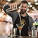 Boston Cocktail Shaker Set - Professional Bar Drink Mixing Supplies - Ultimate Collection Bartender Muddler Kit, Stainless Steel Martini Shakers, Gold with Black Velvet Sleeve