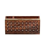 Rusticity Wooden Desk Organizer with Paper and Pen Sections | Handmade | (7x3.5in)