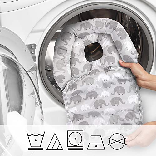 Boppy Head Support Noggin Nest, Gray Elephant Plaid, For 3- or