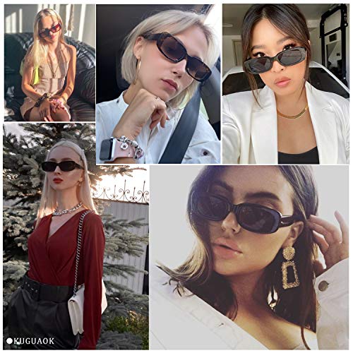 KUGUAOK Retro Rectangle Sunglasses Women and Men Vintage Small Square