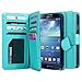 ULAK Galaxy S4 Case, S4 Case - Multi Card Slots Series PU Leather Magnetic Wallet Case Cover for Samsung Galaxy S4 IV i9500 (Aqua Blue)