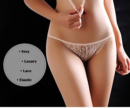 KHUFUZI Women\'s Sexy Translucent Lace Thong Low Rise G-String Underwear Briefs