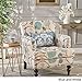 Medford | Floral Fabric Club Chair w/Nailhead Accents | in White and Blue