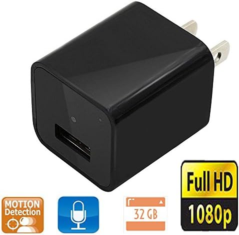 AC Adapter Hidden Camera, Motion Activated with Sound，32G Internal Memory, Loop Recording, 1080P HD Spy Gadgets, Nanny Cameras with Detector, 2017 Update Version