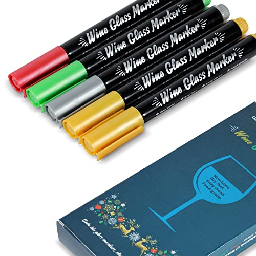 GainArt Wine Glass Markers, Pack of 5, Erasable Markers For Decorating