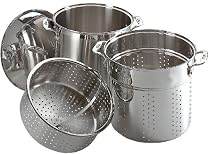 All-Clad E796S364 Specialty Stainless Steel Dishwasher Safe 12-Quart Multi Cooker Cookware Set, 3-Piece, Silver
