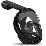 Atlin Snorkel Mask [Full Face] For Adults and Kids (Large/Extra Large, Black) GoPro Compatible Snorkeling Mask with 180° Panoramic View Anti-Fog, Anti-Leak with Adjustable Head Straps (MB000281)