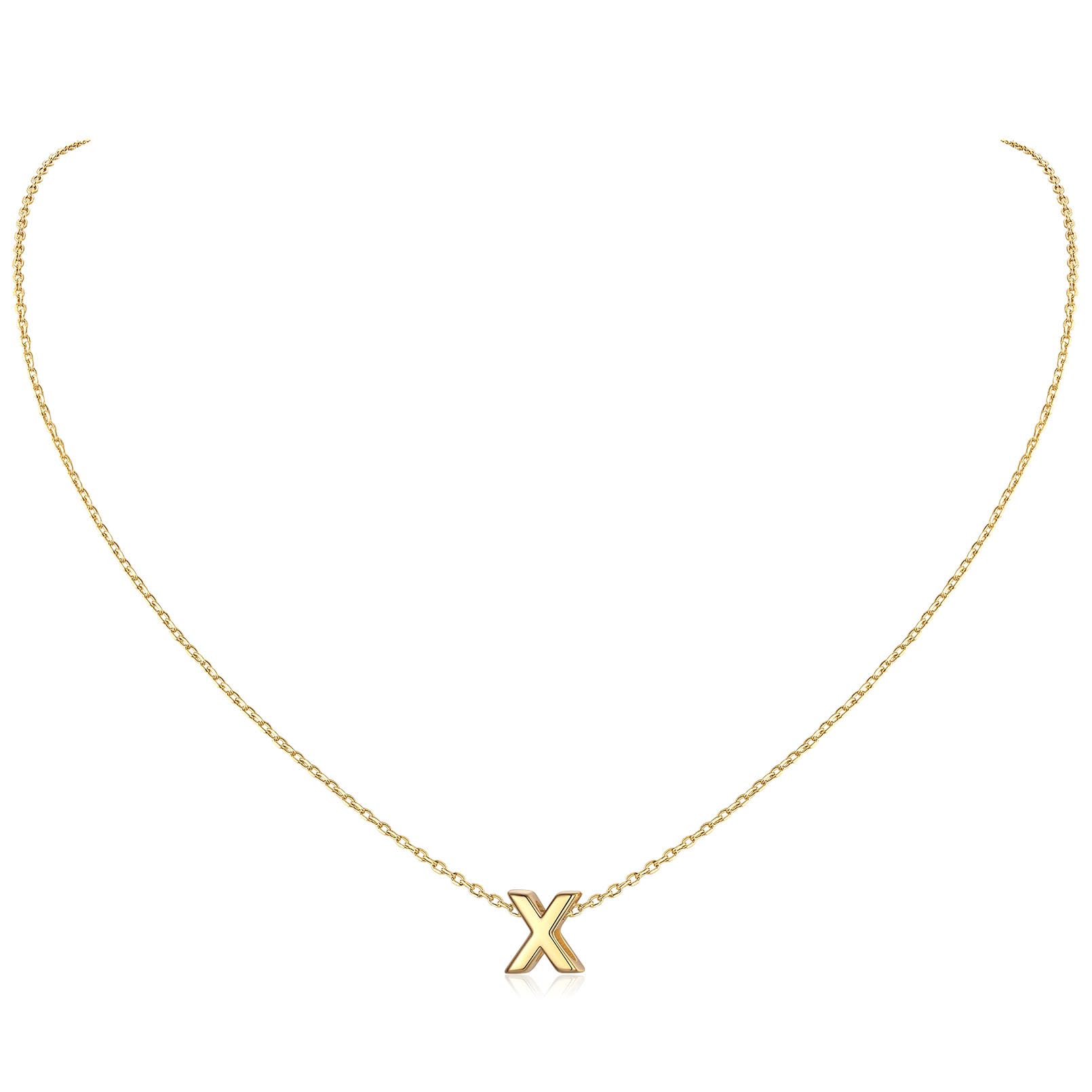 ChicSilver Necklaces Women Gold Plated Initial X Charm Necklace 925 Sterling Silver Name Jewellery Everyday Dating Prom Office Wearing