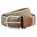Ayliss Men's Elastic Fabric Woven Stretch Belt Leather Inlay,Khaki