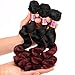 Loose Wave 3 Bundles Synthetic Hair Weave Curly Extensions Two Tone Ombre Color Black To Burgundy 16 18 20 Inches T1/99j