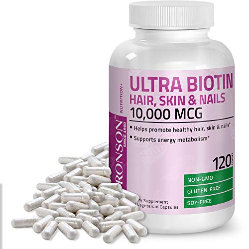 Hallusa Natural Biotin 10,000 Mcg – Hair, Skin & Nails – 60 Capsules, Non-GMO, Gluten Free, Sugar Free