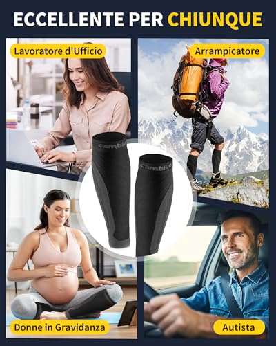 CAMBIVO 2 Pairs Compression Calf Compression Socks for Running, Fitness, Sports, Football, Cycling, Circulation, Varicose Veins