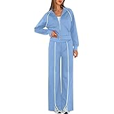 UNIANKIYA Womens 2 Piece Lounge Set Tracksuit Sweatsuits Full Zip Jacket Wide Leg Pants Matching Sets Travel Airport Outfits