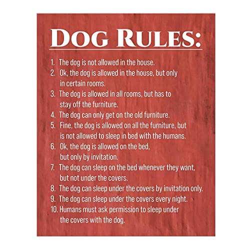 "Dog Rules" Funny Wall Sign 11 x 14" Typographic Art Print