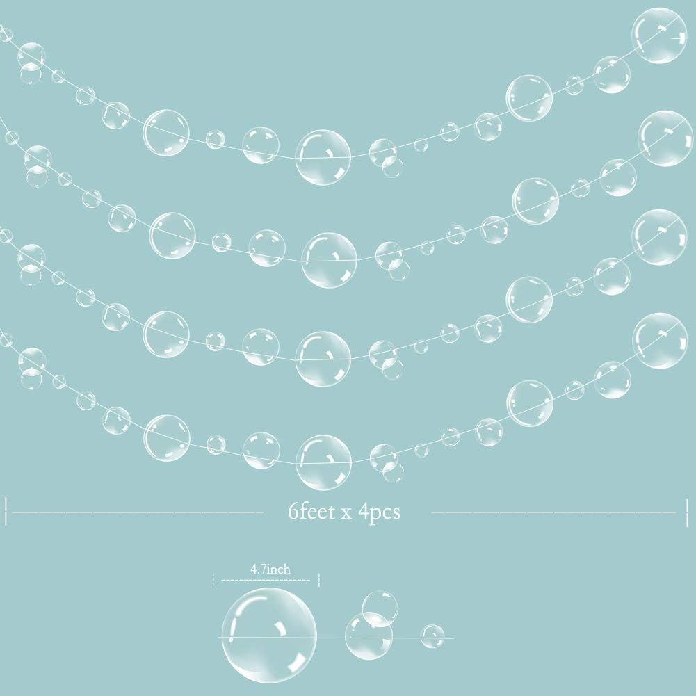 Decor365 6pcs Under the Sea White Bubble Garlands Little Mermaid Party Decorations Bubble Coutout Garland Under Water Hanging Streamer Pool Ocean Underwater Decor Kids Birthday Party Supplies - Image 4