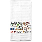 Moonlit93 Kansas State Map Kitchen Towel, U.S. State Souvenir Tea Towel, Multi-Purpose Towel, Soft & Absorbent Kitchen Towel, Towel for Kansas Lovers, Travel Kansas Souvenir