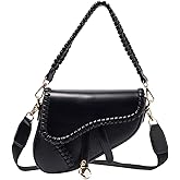 PURFANREE Women Trendy Saddle Shoulder Bag Clutch Purse Underarm Handbag Satchel HandBag Crossbody Bag
