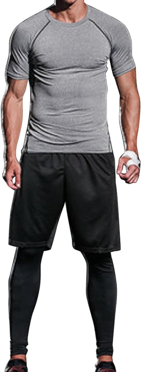 Amazon ノーブランド品 トレーニングウェア トレーニング 4点セット セット 上下セット長袖 長袖ウェア メンズ ジム ジムウェア 筋トレ ジャージ上下セット 通販