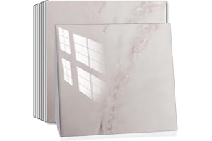 SHOWCOLOUR 10-Sheets Peel and Stick Backsplash Marble Look 12"X12" Self Adhesive Wall Tile Back Splashes for Kitchen Bathroom (1, Cream Pink)