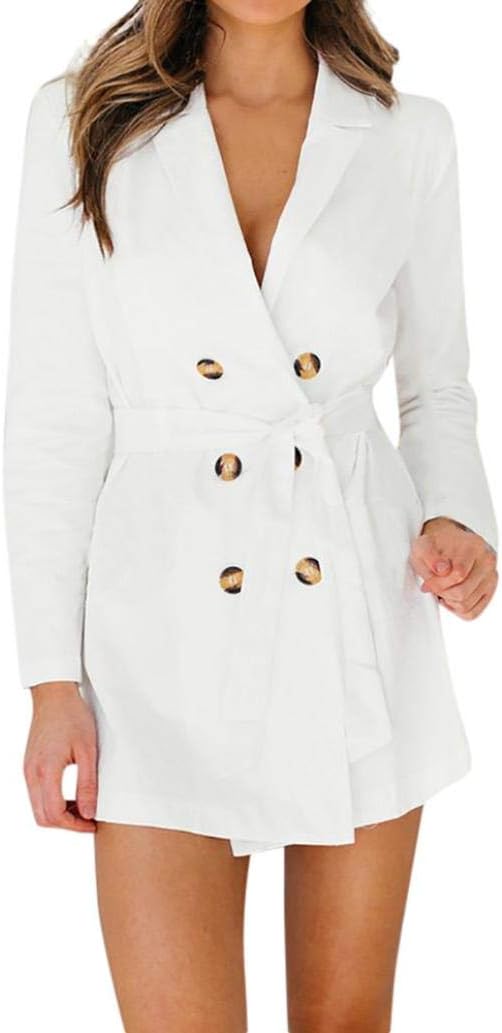 Women's Double-Breasted Trench Coat Blazer With Belt Muranba