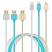 Galaxy S7/ S6 Edge Charger, X-EDITION Micro USB Cable 6Ft 3 Pack Braided Long Cord Fast Charging Cable for Samsung Galaxy S7 S6 Edge S4, Note 5, Moto G5 Plus, LG G4 G3, HTC, Android (Silver/Blue/Gold)
