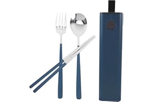 VICASKY Reusable Travel Utensils Set with Case Portable Stainless Steel Fork Spoon Chopsticks Combo